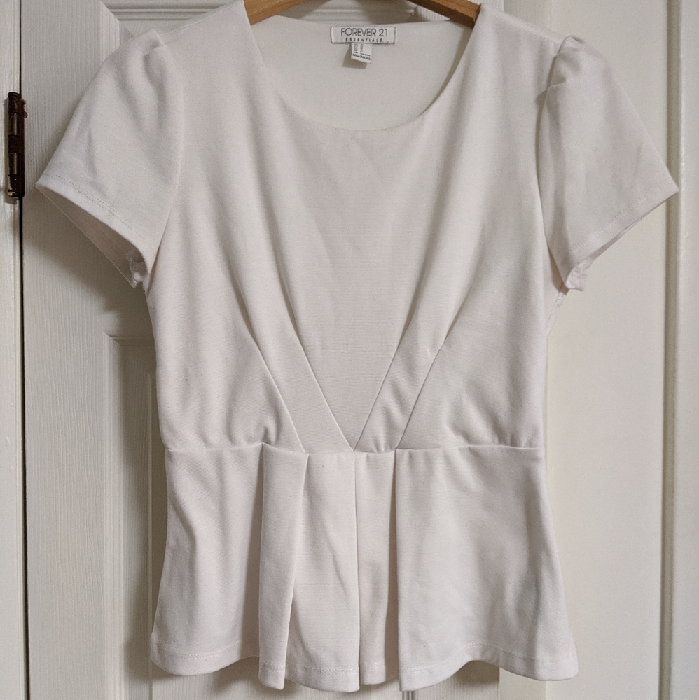 White Peplum Top